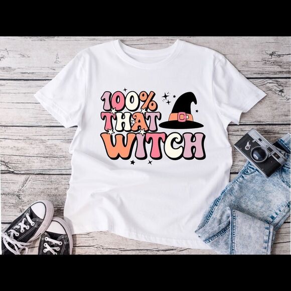 handmade Tops - 100% that witch graphic tee shirt